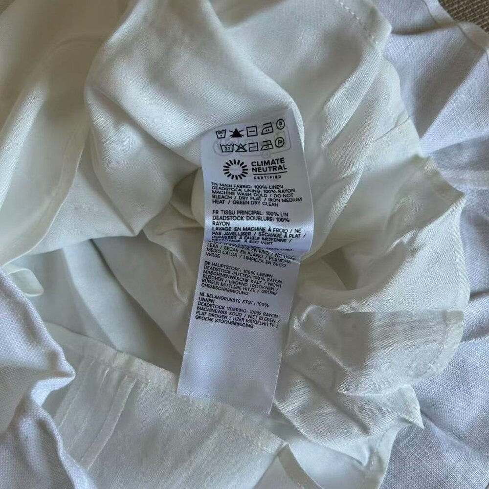 BEST Reformation Evianna Linen Mini Dress Sz0/2/4 White Classic French - Picture 12 of 12